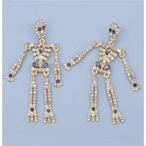 Crystal Skull Halloween Earrings | Sparkling Gothic Drop Jewelry